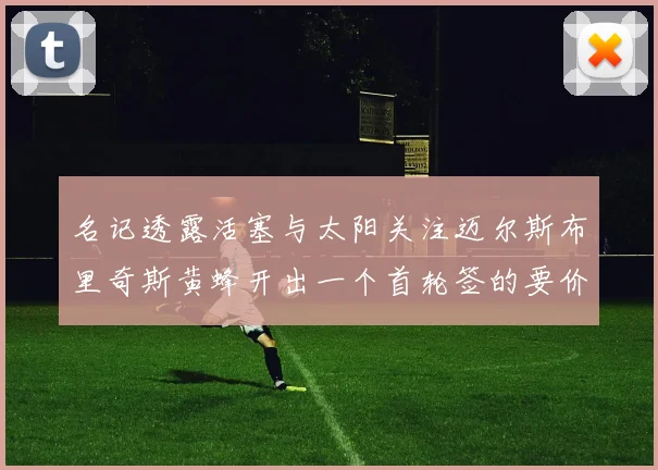 名记透露活塞与太阳关注迈尔斯布里奇斯黄蜂开出一个首轮签的要价